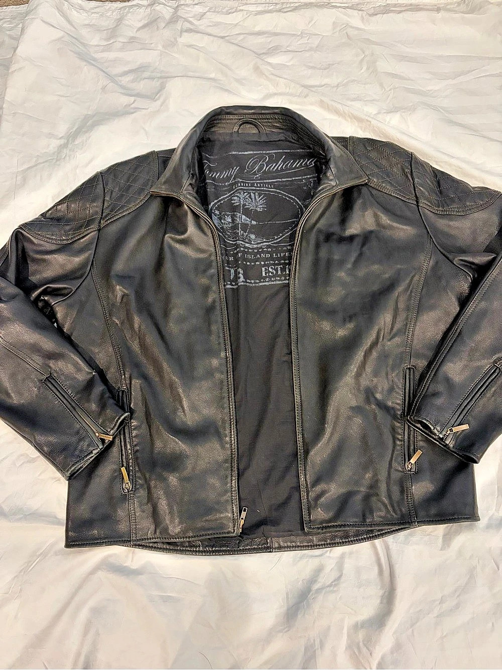 Tommy Bahama Island Leather Jacket Leather Jacket Black XL